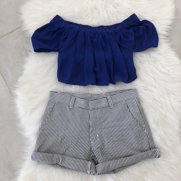 Bundle of Blue Crop Top & Striped Shorts, Medium - Picture 8 of 8